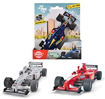 Dickie Toys – Formula Racer (14 cm) – Rennauto zum Aufziehen, mit Lenkung, 1:32 cm Maßstab, Aufziehauto für Kinder ab 3 Jahren, 203341035, Mehrfarbig