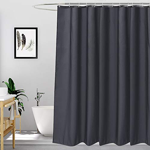 EurCross 200cm Long Fabric Dark Gray Shower Curtain 180x200 cm drop, Water Resistant Mould Proof and Mildew Resistant Deep Grey Shower Curtain Liner 72 x 78 inches