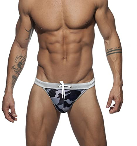 RQPYQF Costume da Bagno Uomo, Costume Mare Uomo Slip Nuoto Piscina, Uomo Slip da Bagno Coulisse Regolabile YK48 Taglia M - XXL (Grigio, XXL)
