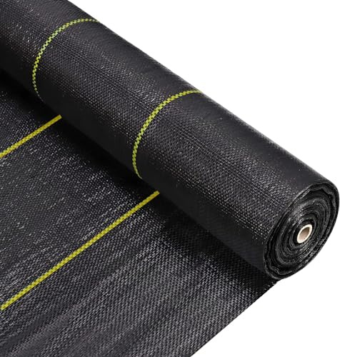 AirTech-UK Heavy Duty Weed Control Membrane Garden Weed Barrier Fabric for Landscaping Driveway Gravel Artificial Grass Lawn Underlay Black Woven Roll Ground Cover 2M Wide x 1M-100M length (2M x 25M)