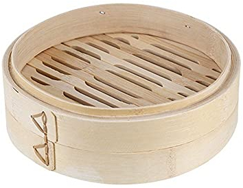 Cesta de bambú para aperitivos, cocina al vapor, olla de vapor antiquemaduras con asa, juego de herramientas de cocina para cocinar a vapor (16.5-vaporero)
