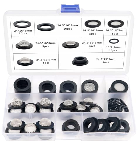 YIXISI 65 Pieces Strainer Seal O Ring Set, Mesh Rubber Washers, Sealing Ring with Strainer, for 3/4 Inch Shower Head, Taps, Hoses, Shower Hose