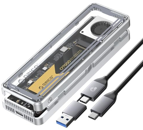 ORICO 40Gbps Case SSD M2 NVMe, Adattatore SSD M.2 NVMe USB Con Ventilatore Incorporato, Compatibile Thunderbolt 3/4 USB 3.2/3.1/3.0/2.0, Esterno Enclosure per M-Key SSD 2230/2242/2260/2280