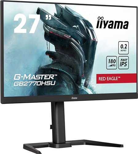 iiyama G-Master Red Eagle GB2770HSU-B6 68,6cm 27 Fast-IPS LED Gaming Monitor Full HD HDMI DP USB3.2 0,2ms 180Hz Adaptive Sync Höhenverstellung Pivot schwarz