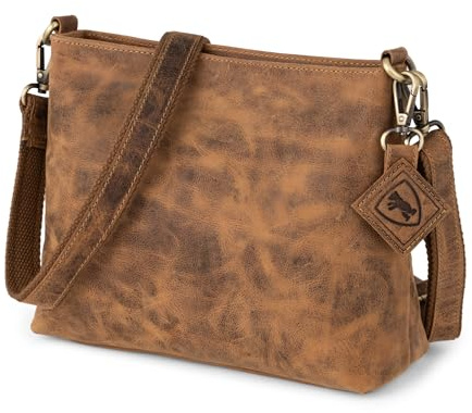 Berliner Bags Vintage Umhängetasche Marbella M, Große Schultertasche Crossbody Bag aus Leder, Handtasche für Damen - Braun