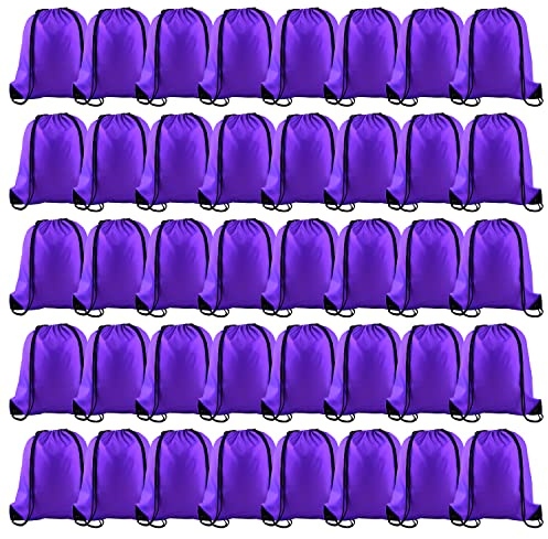 KUUQA 60Pcs Purple Drawstring Backpack Bag Bulk