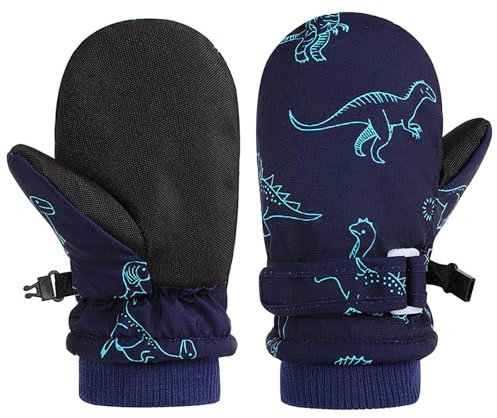 QKURT Skihandschuhe für Kinder, wasserdichte Schneehandschuhe, Winddichte und rutschfeste Fäustlinge, Warme Fäustlinge für Jungen und Mädchen im Alter von 2–8 Jahren