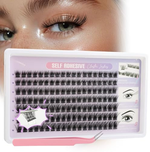 Kiusatig Self Adhesive Cluster Lashes 133pcs Wispy Individual Eyelash Kit