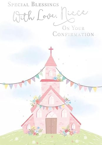 Poppy Hill Special Blessings Confirmation Card for Niece, Pink Church Design, 13 x 19 cm