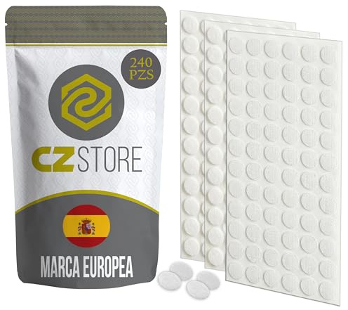 CZ Store - Tondini Auto Adesivi 15 MM - 240 PEZZI |✮GARANZIA A VITA✮- Adesivo Rotondo - Punti in Nylon e Poliestere - Biadesivo Tondo per Decorazioni da Parete, Foto, Oggetti, Per Tutte le Superfici