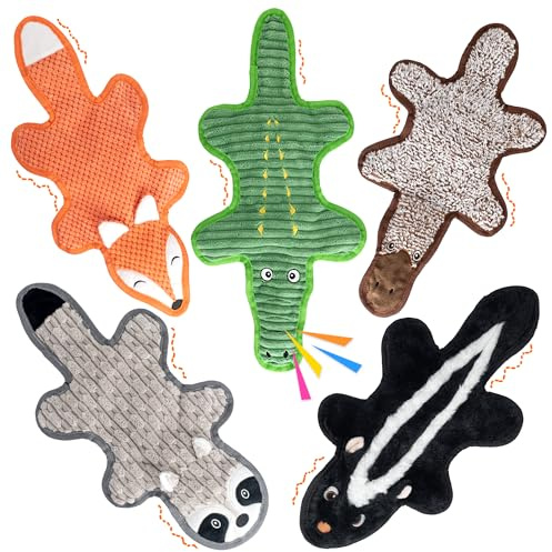 Ousiya 5 unidades de juguetes para perros con chirrido y papel crinkle, sin relleno, ideal para perros grandes. Juguetes seguros para razas pequeñas a grandes, perfectos como regalo para cachorros y p