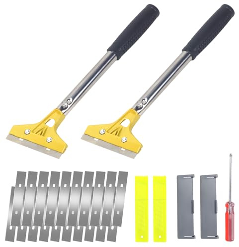 2 rascadores de papel pintado con 20 piezas de repuesto, 30 × 10 cm, juego de removedor de papel pintado con mango de goma, espátula para papel pintado con funda protectora para quitar pegamento