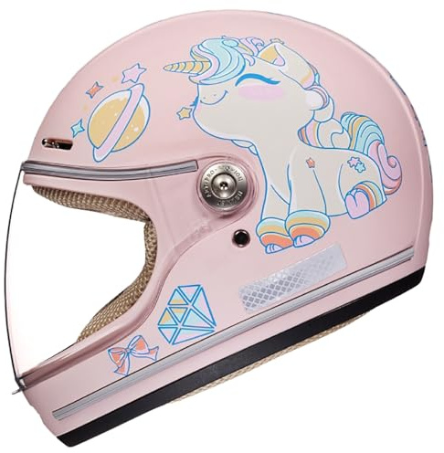 Casque Intégral De Moto pour Enfants, Casque De Vélo/Scooter Cruiser pour Garçons Et Filles De 2 À 10 Ans, Casque À Motifs De Dessins Animés avec Visière 2,(46-52CM)