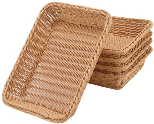 TAICHEUT 5-pack flätade brödkorgar, 35 x 25 x 7 cm stora förvaringskorgar för frukt grönsaker matvisning, köksbord organisation