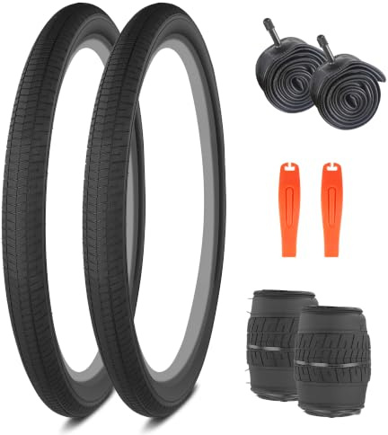 ZUKKA 2-pack vikbara BMX-cykeldäck 20/24/26/29 x 2,3/2,4 tums däck cykelrock och 2-pack slang AV35 mm ventil för stad/väg/mountainbike däck