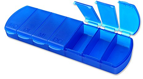 Schramm® Tablettenbox blau 11x4x1,5cm Pillen Tabletten Box 7 Tage Schachtel Tablettendose Pillendose Pillenbox Tablettenboxen Pillendosen Pillen Dose