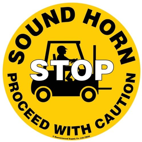 Floor Graphic markers , Floor Stickers, Floor Adhesive Sign, Warning Stickers, Safety Sign - 430mm dia. - Stop - Sound Horn