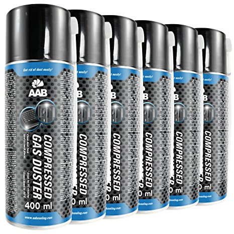 AAB Druckluft-Reiniger 6 x 400ml, Reinigungspray, Druckluft Dose, Reinigung von Tastatur, PC, Keyboard, Bildschirmen, Spielekonsolen, Kopierer, Luft-druck, PC Reinigung, Luftdruckspray