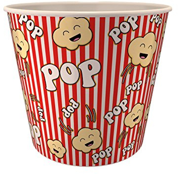 Cuenco grande para palomitas de maíz con material de plástico duro, juego de 2 (forro rojo y blanco)