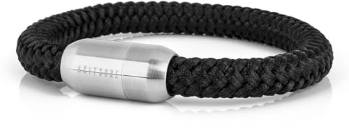 Akitsune Portus segelrep armband | magnetisk kapselstängning armsmycken kvinnor ankare män maritim – silver, 21 centimeter, Nylon