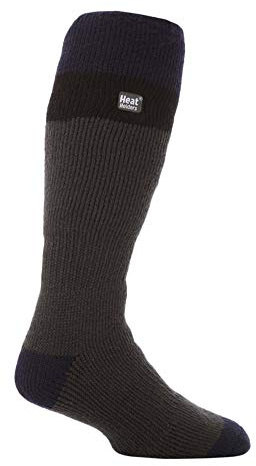 HEAT HOLDERS - Homme Hautes Chaudes Thermique Ski Chaussettes pour Bottes (39/45, Grey/Black)