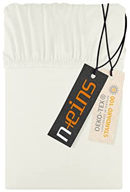 Jersey Spannbettlaken aus 100% Baumwolle - in 22 Farben - in 6 Größen, ca. 120 x 200 cm, naturweiß