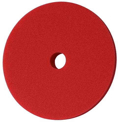 Juego Detailmate - Almohadilla de Espuma de Corte Pesado Premium Menzerna - 150 mm - Esponja de Pulido Duro - Rojo + 2 Nitrilo - Guantes Protectores