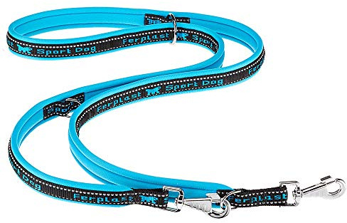 Ferplast Laisse Chien Sport Dog, Laisse de Dressage pour Chien Taille Moyenne, Poignée rembourrée, Mousqueton en métal, Coutures réfléchissantes, Longueur réglable, 200 cm, Bleu