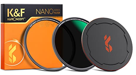 K&F CONCEPT Filtre ND1000 77mm Magnétique 10-Stop Installer Rapide avec Bague Base et Bouchon Devant en métal pour Objectif Appareil Photo