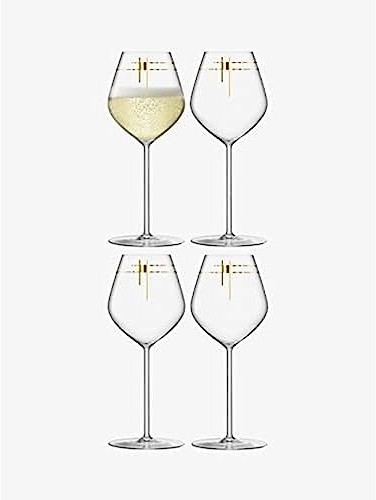 LSA International Century Champagne Tulip Glass 285ml Gold | Set of 4 | Mouthblown & Handmade Glass | CT15