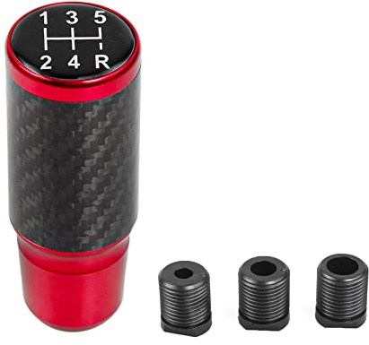 muge racing Gear Shift Knob，Car Gear Knob Shifter 5 Speed Universal Aluminum Gear Shifter Stick with 3 Adapters(Red)