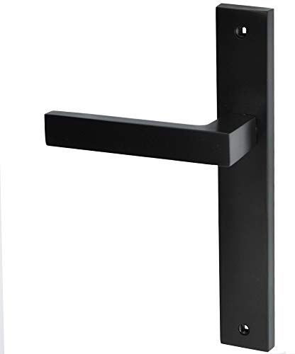 Hardware Store Türgriff Türbeschlag Set Drückergarnitur BB PZ WC Schwarz Matt Langschildgarnitur für Innentüren Zimmertüren Türklinke (L Ohne Loch)