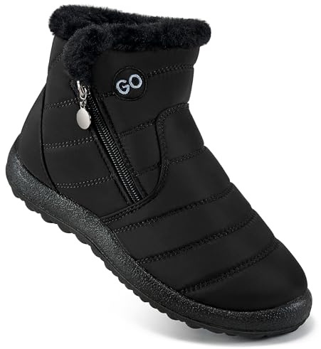 DUOYANGJIASHA Snow Boots for Women Winter Warm Ankle Booties Waterproof Comfortable Slip On Outdoor Fur Lined Lining Zipper Womens Snow Boots