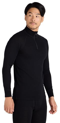 Mountain Warehouse Merino Mens Long Sleeved Thermal Baselayer Top - Leichter, atmungsaktiver und schnell trocknender Pullover - Für Spaziergänge und Wanderungen Schwarz Small