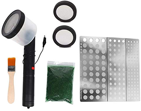 Spactz Kit de flocado aplicador de hierba estática ABS máquina de flocado con mango antideslizante para mesa de de modelado escénico de bricolaje