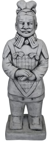 gartendekoparadies.de Statue Terracotta-Krieger-Motiv I, Steinfigur, H. 60 cm, 17 kg, Grau, frostsicher aus Steinguss für Außenbereich