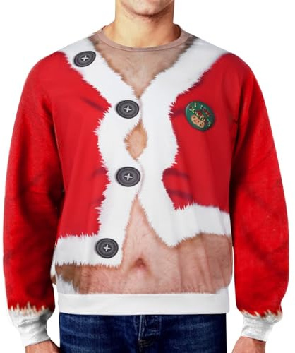 TAGVO Roliga jul-t-shirtar för män, unisex, ful 3D-tryckta jultröjor, personliga, avslappnade, långärmade toppar