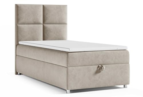 Best For Home Trinity Boxspringbett Single Bonell Federung | Boxspringbett mit Matratze und Topper | 100 x 200 cm mit Bettkasten | Einzelbett | Polsterbett | Lieferung an Bordsteinkante | K2