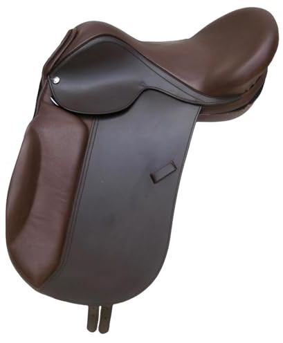 Sazaar Tack English Dressage ST-029 - Sella in pelle di mucca con rivestimento integrale Softie, 33 cm a 48 cm, colore: nero (sedile da 35,6 cm)