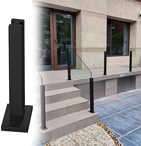 Poste de acero inoxidable negro para plataforma, pasillos, escaleras, poste de balaustrada de vidrio resistente para tejados panorámicos de 51.2 pulgadas de altura media