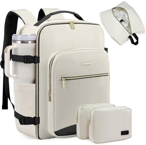 LOVEVOOK Handbagage Ryggsäck Flygplan, 40L Stor Reseryggsäck Dam Resväska Ryggsäck, Vattentät Resväska för 17-tums Laptop, Reseryggsäck för Resor Affärsresor Affärsvandring Weekend