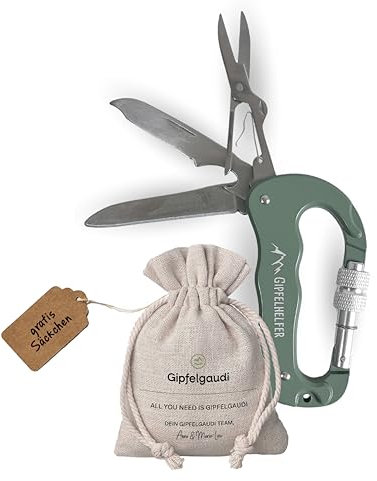 Gipfelgaudi Multitool Karabiner I Gipfelhelfer - ideal zum Wandern, Picknick & mehr I Plastikfreier Karabiner to Go aus rostfreiem Edelstahl
