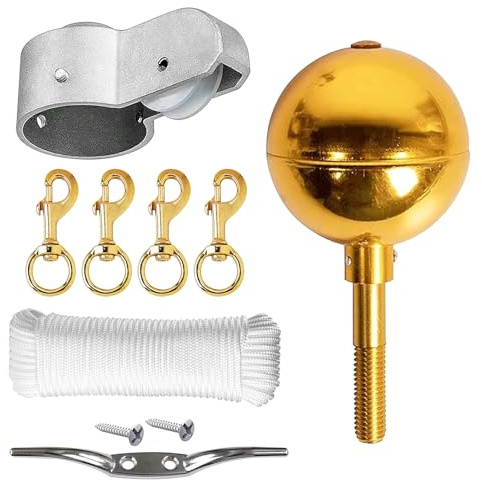 PORFOYO Juego de accesorios para mástil de bandera, juego de accesorios para mástil de bandera, juego de reparación de mástil de bandera, juego de reparación para decoración de jardín, abrazadera de