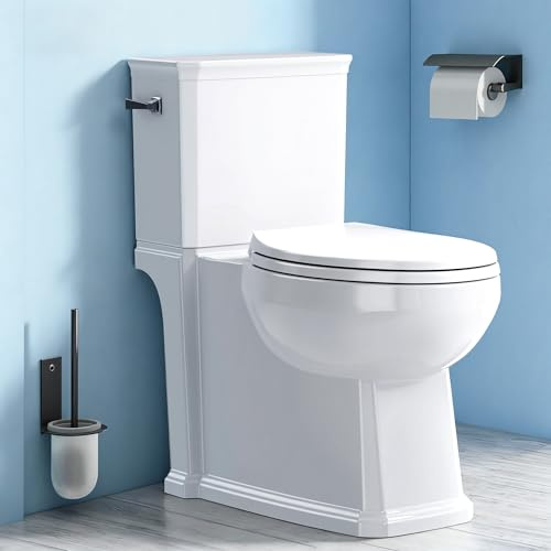 17.3” ADA Comfort Height Toilets with Hidden Drainage Port, 14 Wide Bowl Two Piece Toilets for Bathrooms, Tall Height, 1.28 GPF Single Power Flush Toilet with Jet Flush, 12 Rough In
