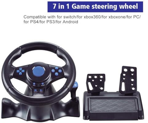 FACAIIO Volante USB Gaming per Switch, Xbox, PS4, PS3, PC con funzione di vibrazione e design ergonomico, nero
