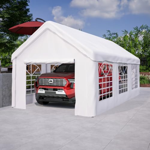 Garagetält vintersäkert 3 x 6 m | Stort tältgarage med rullport för bil, SUV och lastbilar, stabil stålram, avtagbara sidoväggar, grå
