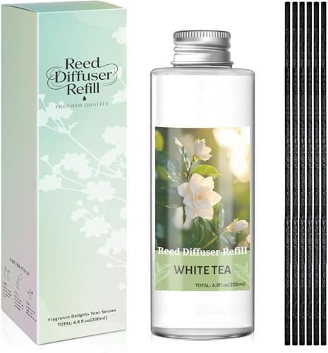 SCENTORINI Recambio De Difusor Té Blanco Fragancia para Habitación 200ML | Recambio Difusores Perfumado de Aromáticos, 6 Varillas de Caña, Ambientadores Fragancia para Hogar y Decoración De Habitación