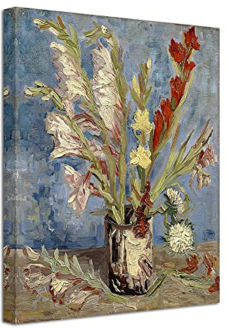 Wieco Art Vase with Gladioli and China Asters by Van Gogh Famous Oil Paintings Reproduction Modern Floral Giclee Canvas Prints Artwork Abstract Flowers Pictures on Canvas Wall Art