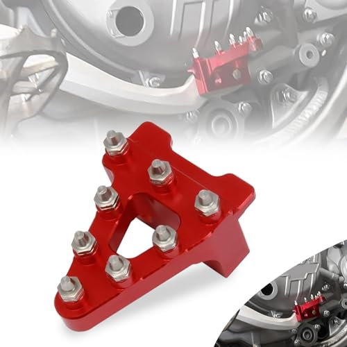 JFG RACING Pedal Freno Moto,Pedal de Freno Trasero Moto Universal Billet Aluminio Freno trasero Palanca del pedal Reemplazo de punta de paso para Dirt Pit Bike- Rojo