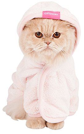 CATSMORY] Microfiber Bath Gown for Small Dog and Cat Bath Robe Towel, Quick Drying, Microfiber Towel (Medium)